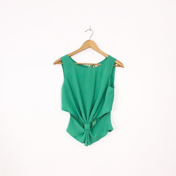 *Cotton Candy Green Sleeveless Blouse with Cutouts - Picture 3 of 6